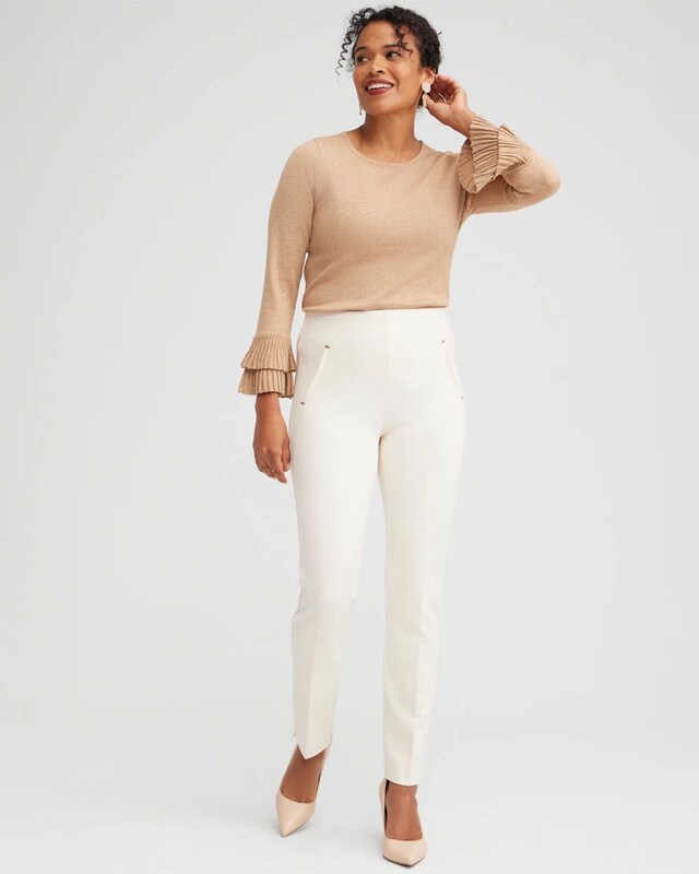 Lurex Pleat Sleeve Pullover Sweater - image 2